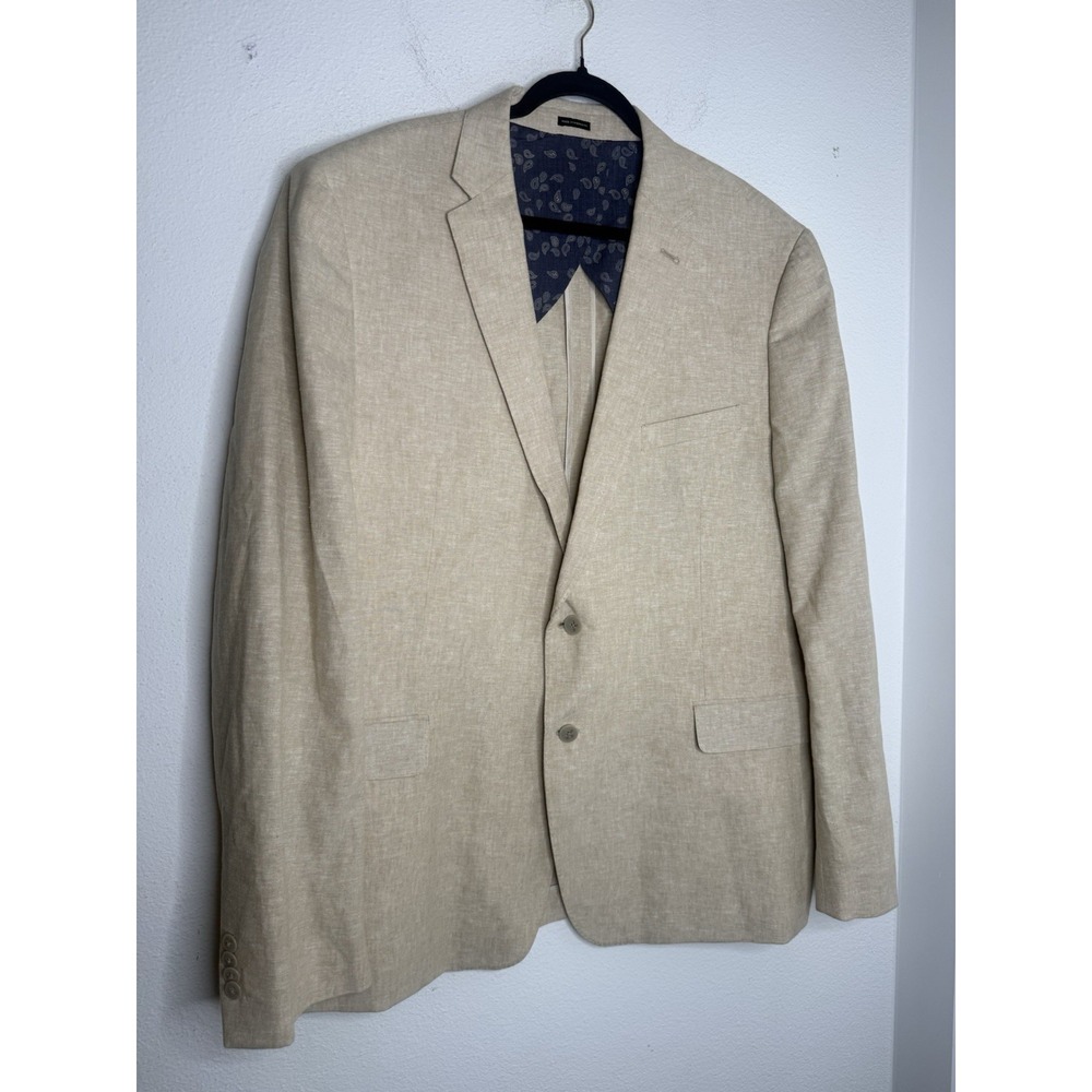 JOE Joe Abboud Mens 50 Long Slim Fit Beige Oatmeal Linen Cotton Blazer - Picture 2 of 12